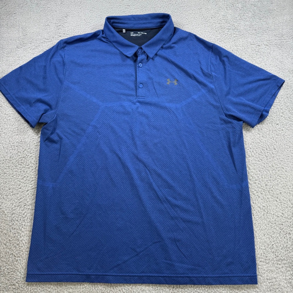Under‎ Armour Mens 3XL Blue Performance Polo Shirt Loose Fit Golf Active 1361144